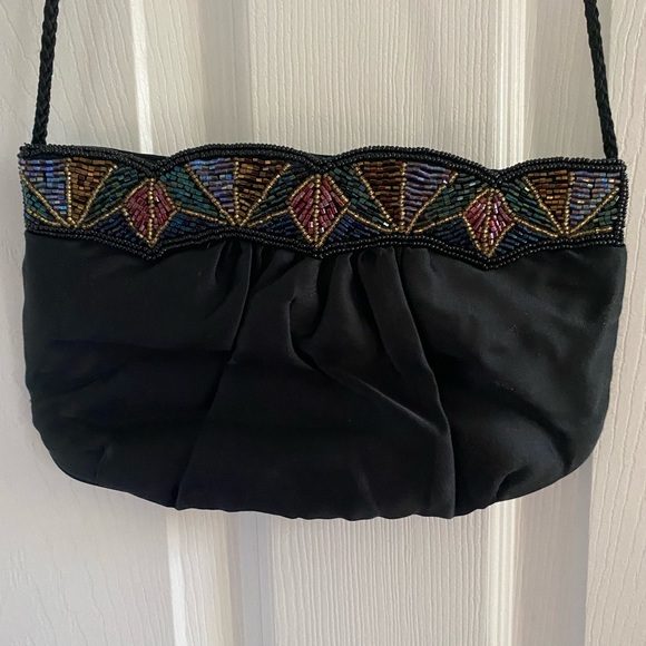 Handbags - Vintage beaded satin evening bag